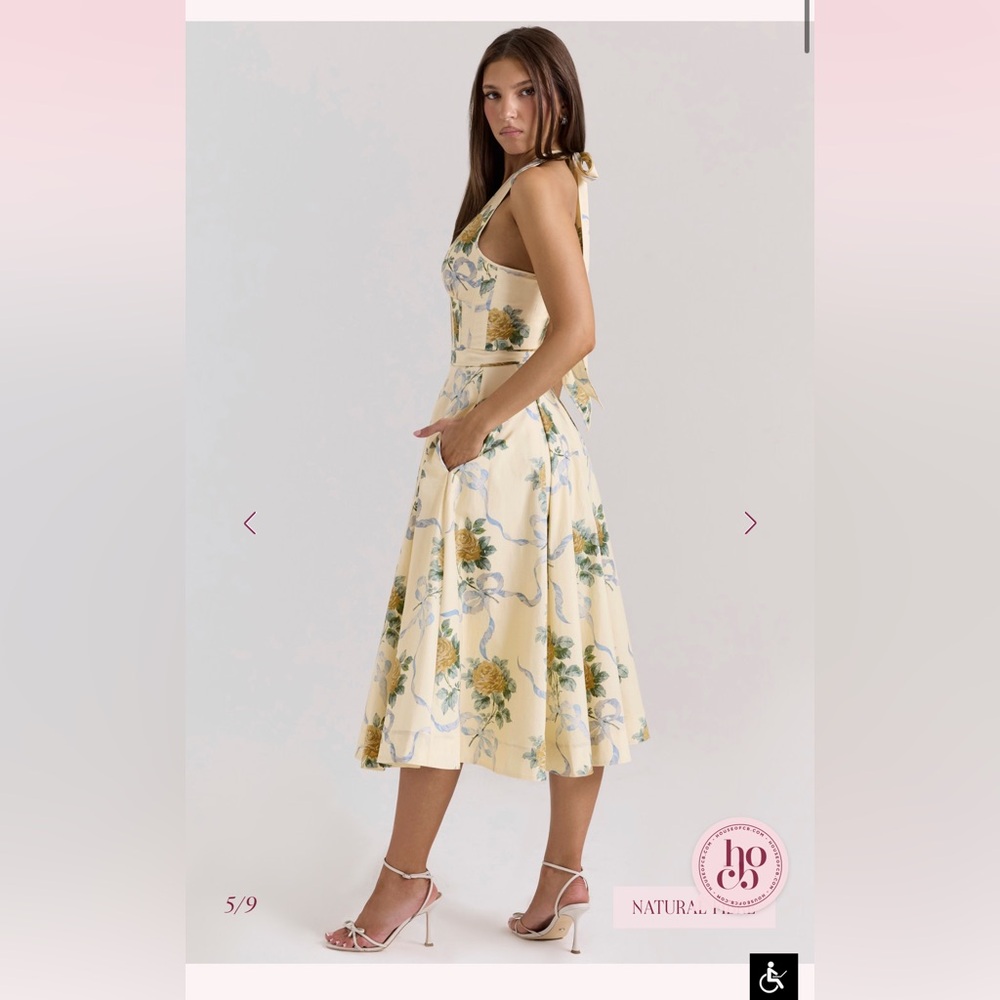 House of CB Cream Floral Halter Midi Dress - Picture 6 of 11
